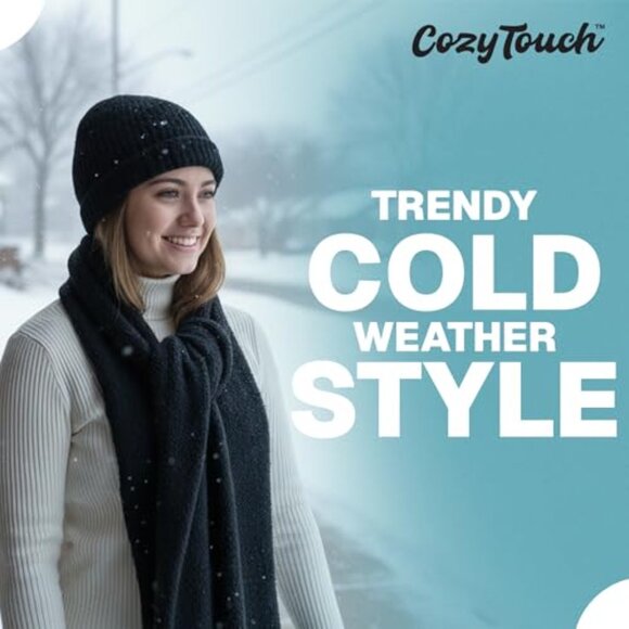 Cozy Chunky Cable Knit Beanie & Scarf Set Unisex Winter Warm